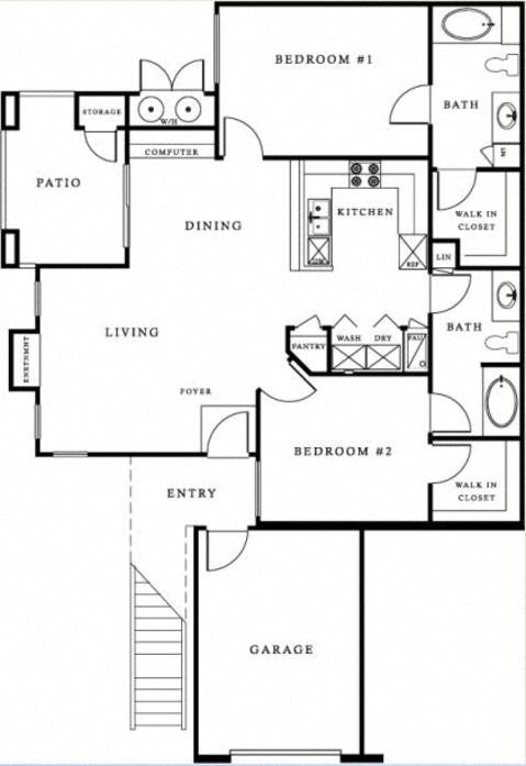 Two bedroom floor plan l Miraflores Apartments